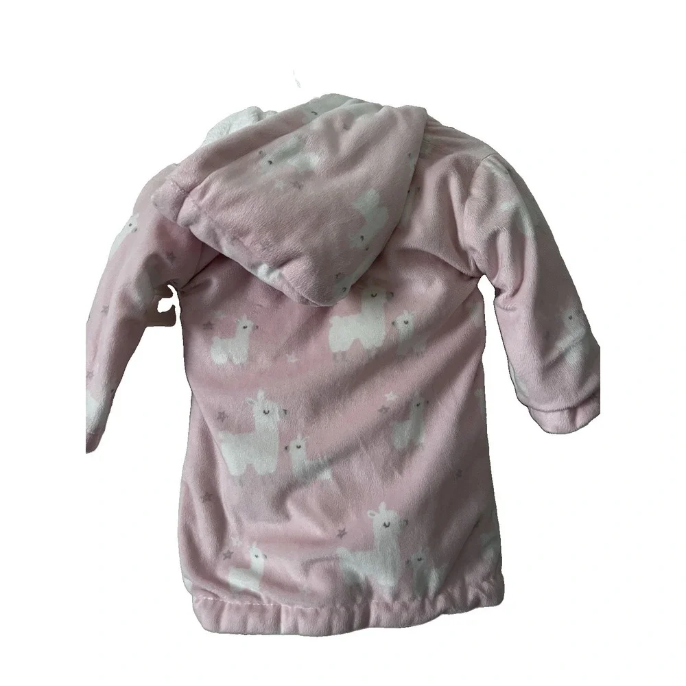 Blankets & Beyond Hooded Fleece Baby Bathrobe 3-6M Pink/White Animal Print